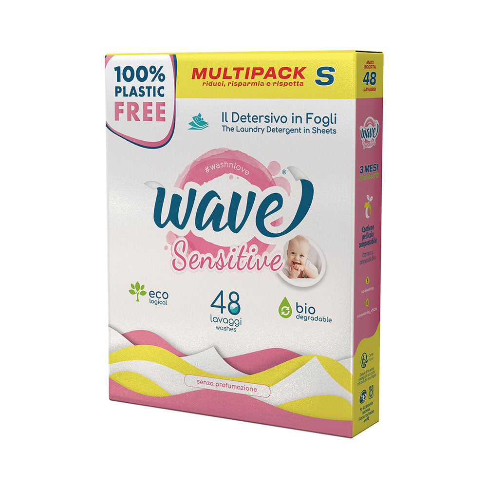 Wave Classic ленти за пране | Wave Sensitive ленти за пране хипоалергични без аромат | Перилни кърпички за цветно и бяло пране | Натурални кърпички за пране | Laundry detergent sheets | AmorLife | Wave Washing | Made in Italy