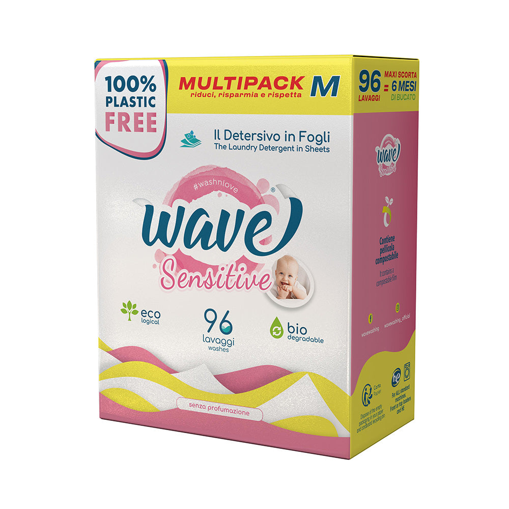 Wave Classic ленти за пране | Wave Sensitive ленти за пране хипоалергични без аромат | Перилни кърпички за цветно и бяло пране | Натурални кърпички за пране | Laundry detergent sheets | AmorLife | Wave Washing | Made in Italy