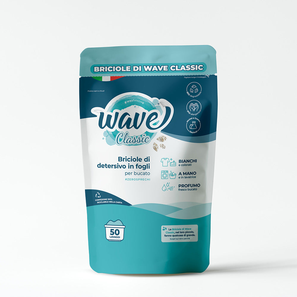 Wave Classic мини ленти за пране | Wave Sensitive ленти за пране хипоалергични без аромат | Перилни кърпички за цветно и бяло пране | Натурални кърпички за пране | Laundry detergent sheets | AmorLife | Wave Washing | Made in Italy