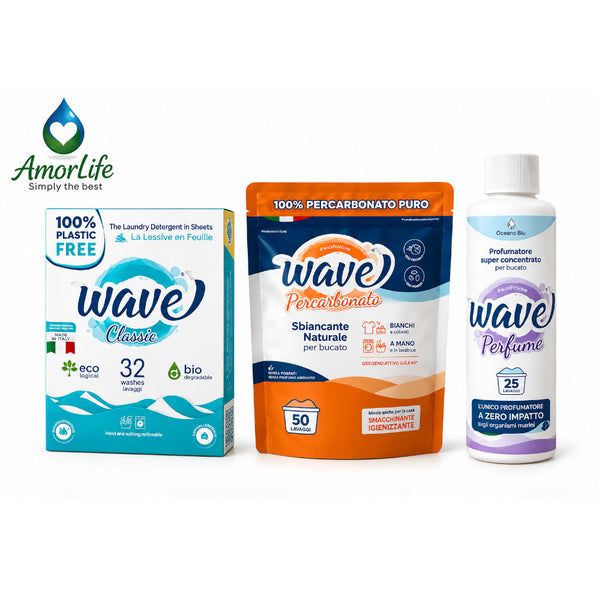 AmorLife комплект Ухание, чистота и белота – Wave Classic, Percarbonato и Oceano Blu