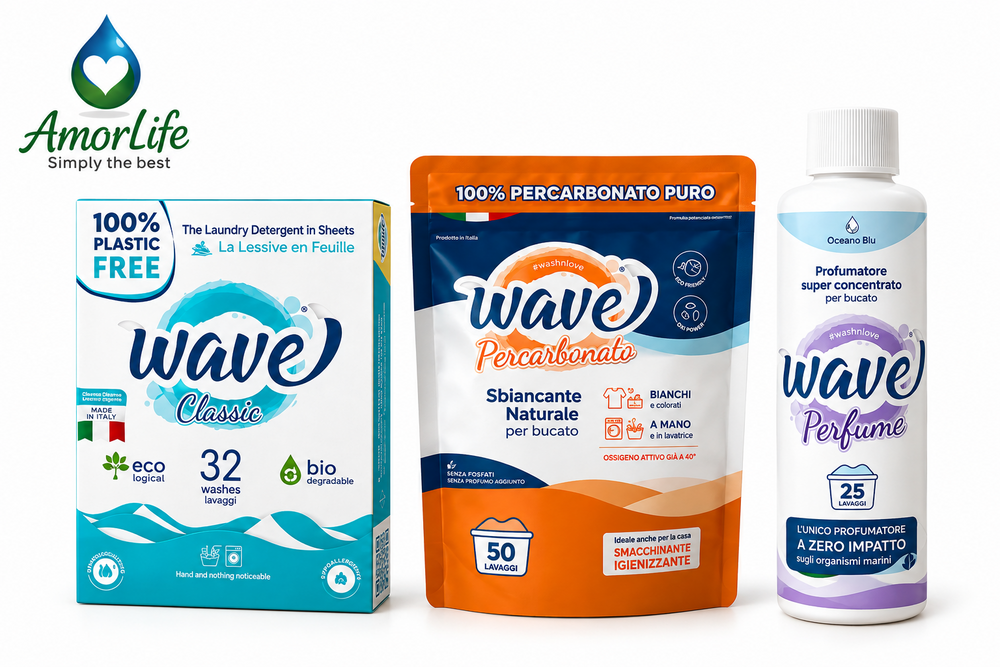 AmorLife комплект Ухание, чистота и белота – Wave Classic, Percarbonato и Oceano Blu