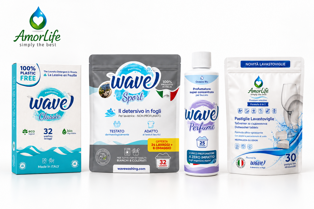 AmorLife комплект За активните хора – Wave Classic, Wave Sport, Oceano Blu и таблетки за съдомиялна