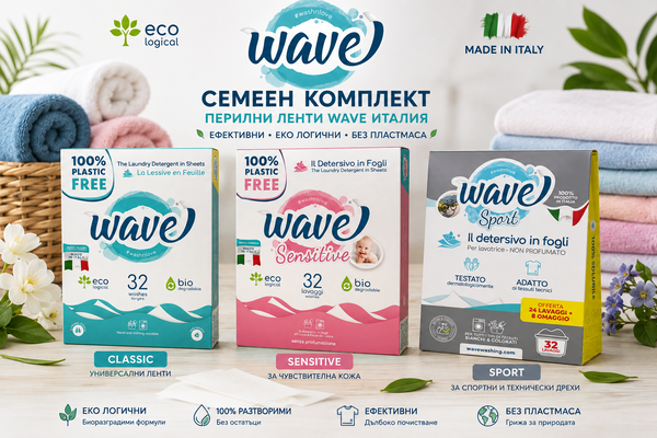 Wave Семеен комплект перилни ленти – Classic, Sensitive и Sport, произведени в Италия
